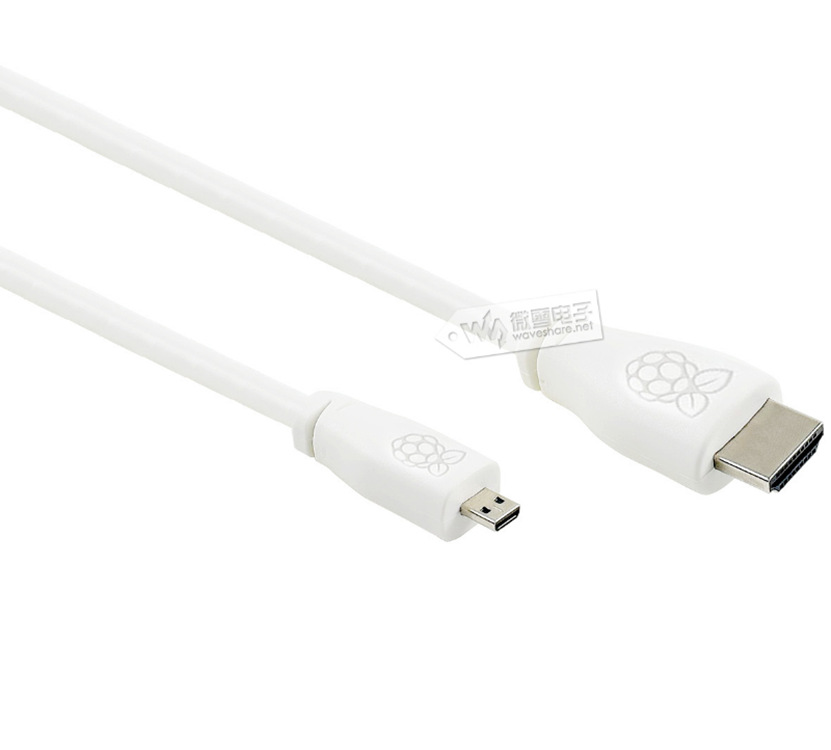 树莓派官方原装Micro HDMI转HDMI高清视频线1米白色树莓派4代适用