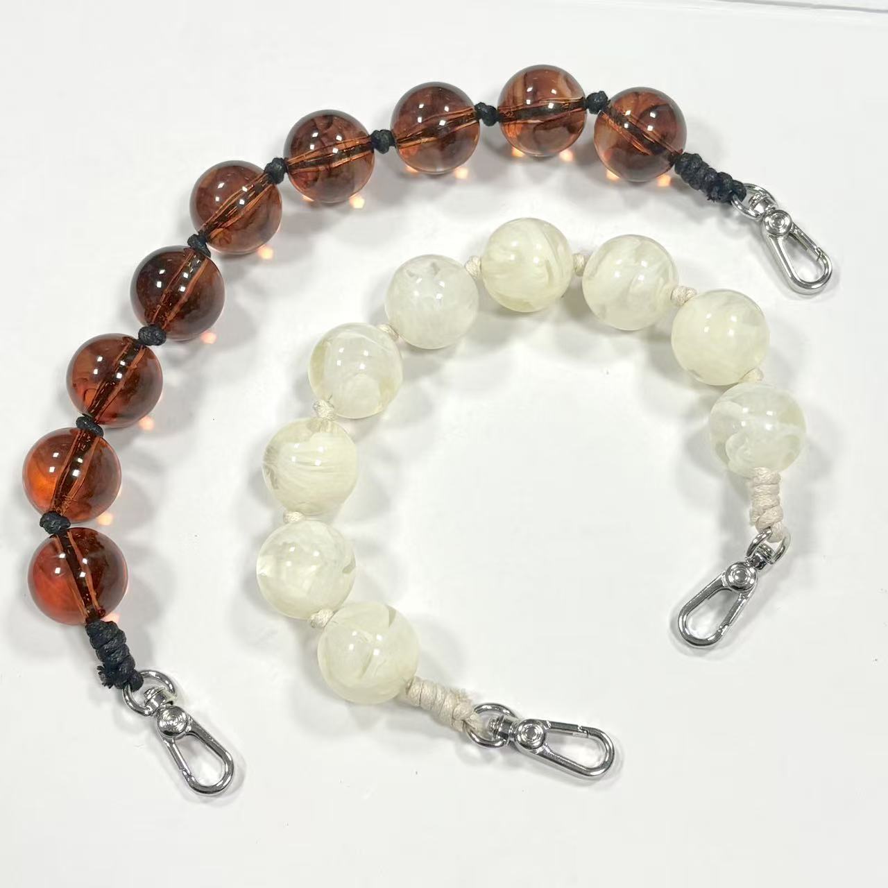 树脂圆珠串珠配五金提手 复古珠子手挽 潮流手袋挽手 包手柄 把手