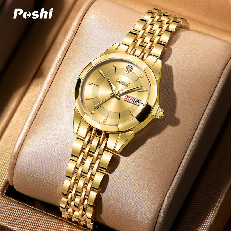 2023 nuevo reloj de marca poshi reloj de cuarzo de moda TikTok popular doble calendario impermeable reloj de mujer