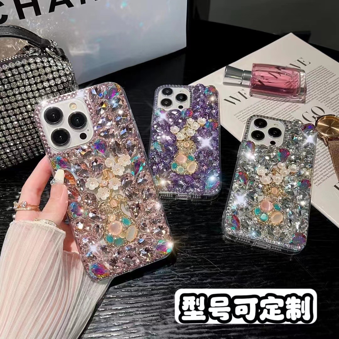 DIY Luxury Full Diamond Case Suitable for Apple 17Promax Mobile Phone Case Glass Diamond Apple 17Po/16Promax Case