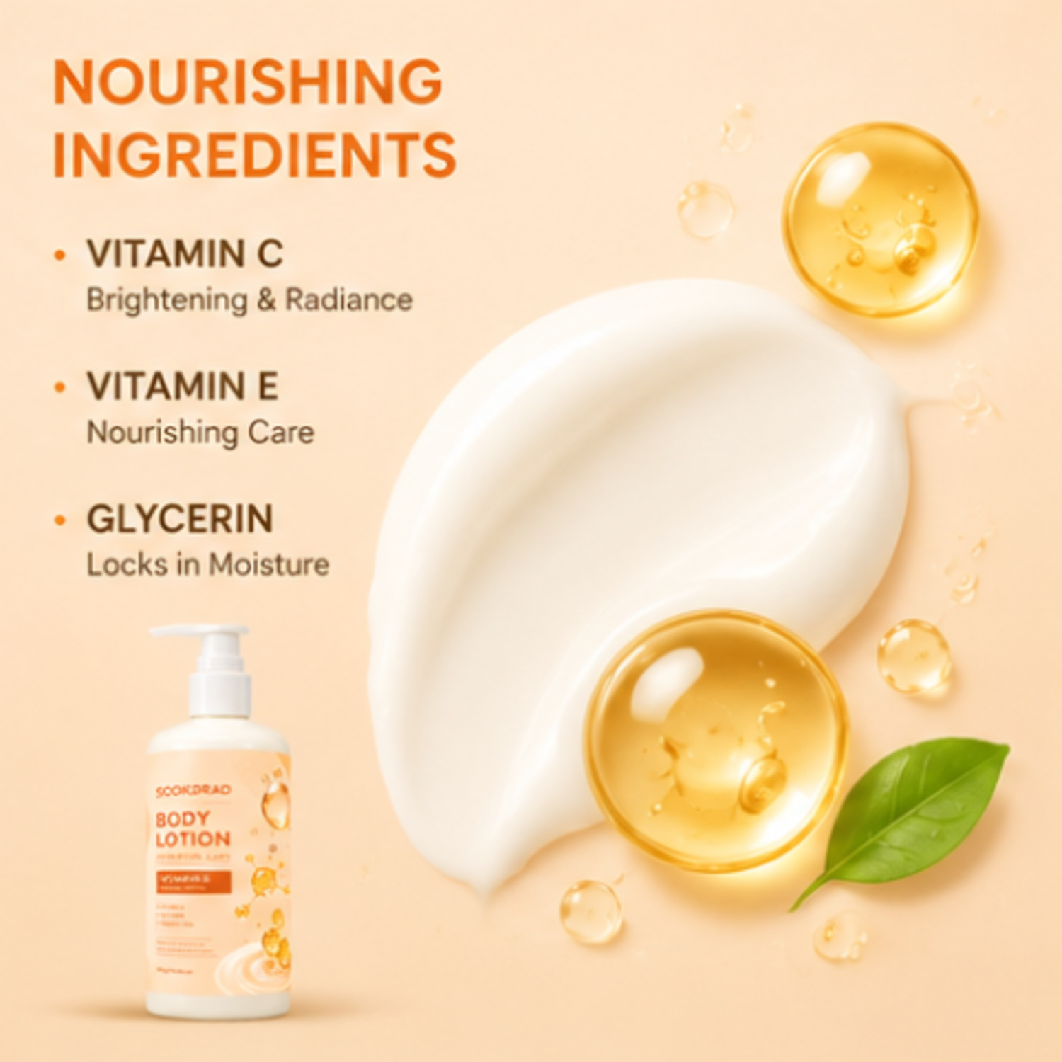 Loción Corporal Nutritiva con Vitamina C y E Hidratante y Suavizante para Cuidado Corporal