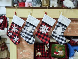 Cross Border Christmas Decorations Towel Embroidered Snowflake Christmas Stocking Christmas Tree Gift Bag Plush Socks Pendant