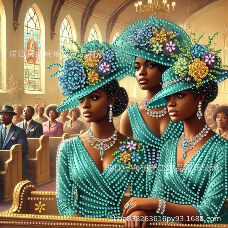 1Pc30*30Cmdiy Church Lady Special-Shaped Diamond Bright Diamond 5D Diamond Painting Set, Frameless Art Decorative Painting