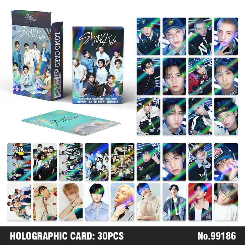 现货30张镭射卡STRAYKIDS巡演周边闪卡应援贺卡双面LOMO卡全息卡|undefined