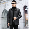 genuine leather leather clothing Mid length version Goatskin Lapel genuine leather Jacket men's wear Autumn and winter Down coat leather clothing