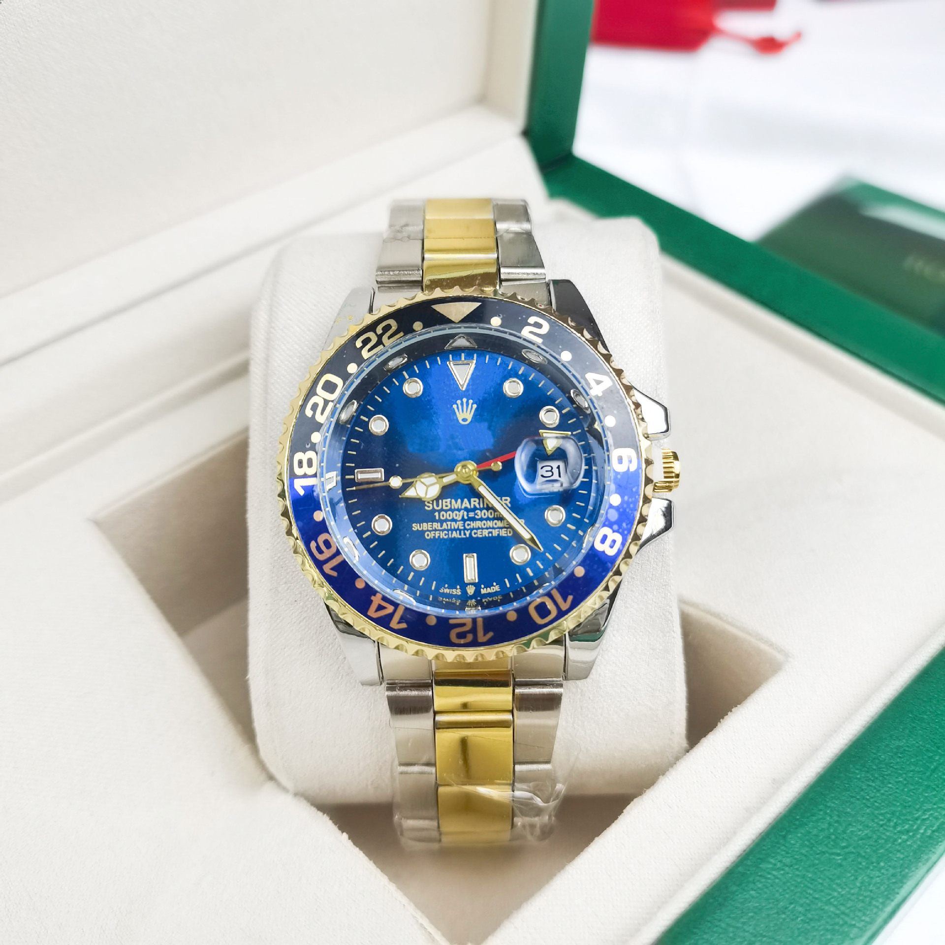 Four-pin coke circle, three gold circles, black and blue circle, blue surface