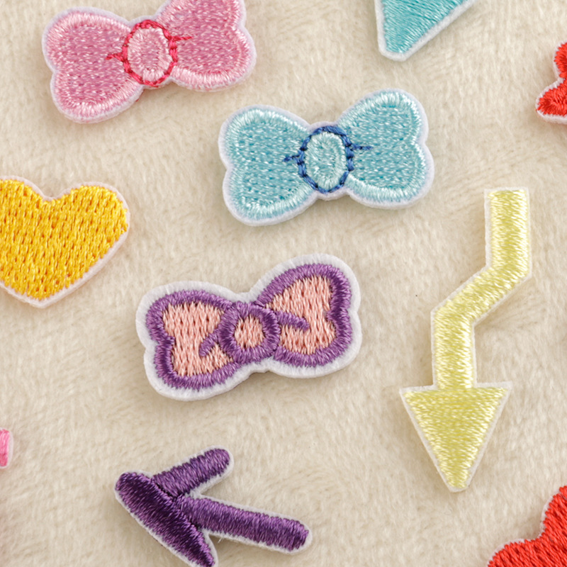 蝴蝶结绣花布贴辅料五角星线条刺绣贴diy韩国热卖配饰布贴批发