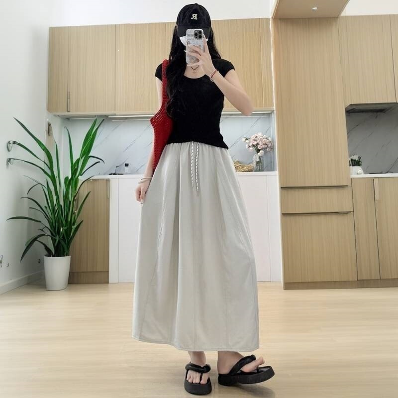Japanese-Style Pumpkin Skirt for Women, Summer 2026 New Model, Youthful Style, Mid-Length A-Line High-Waisted Floral Skirt, Polyester Japanese-Style Pumpkin Skirt for Women, Summer 2026 New Model, Youthful Style, Mid-Length A-Line High-Waisted Floral Skirt, Polyester