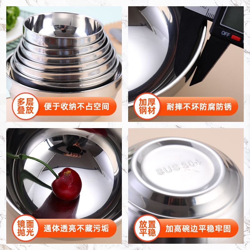 Cuenco de platino personalizado Cuenco de acero inoxidable 304 Cuenco de arroz doméstico anti-escaldado de doble capa Cuenco de arroz Cuenco de sopa anti-caída Cuenco para niños