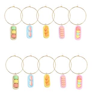 Resin Artificial Food Toy Macaron Sushi Biscuit Etsy Party Decoration Alloy Wine Glass Pendant Halloween Party