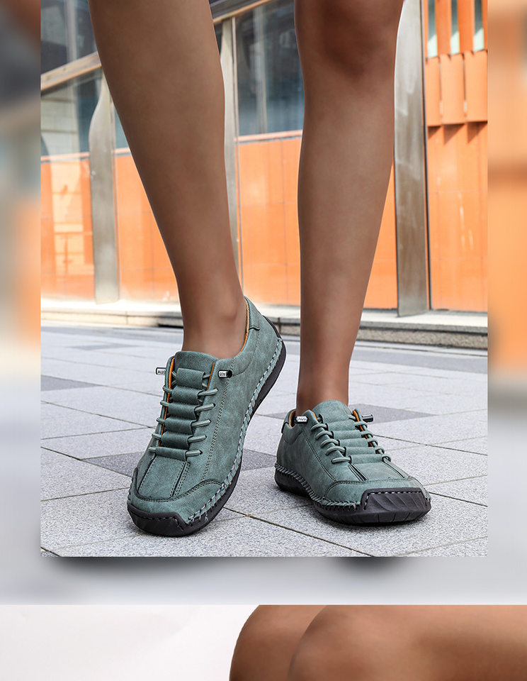 Giày lười nam da đế bằng cổ thấp khâu tay form rộng, giày casual ngoài trời — W8067 Trắng đế vàng cổ thấp, W8067 màu mơ, cổ thấp, W8067 nâu cổ thấp, W8067 xanh dương cổ thấp chi tiết 6