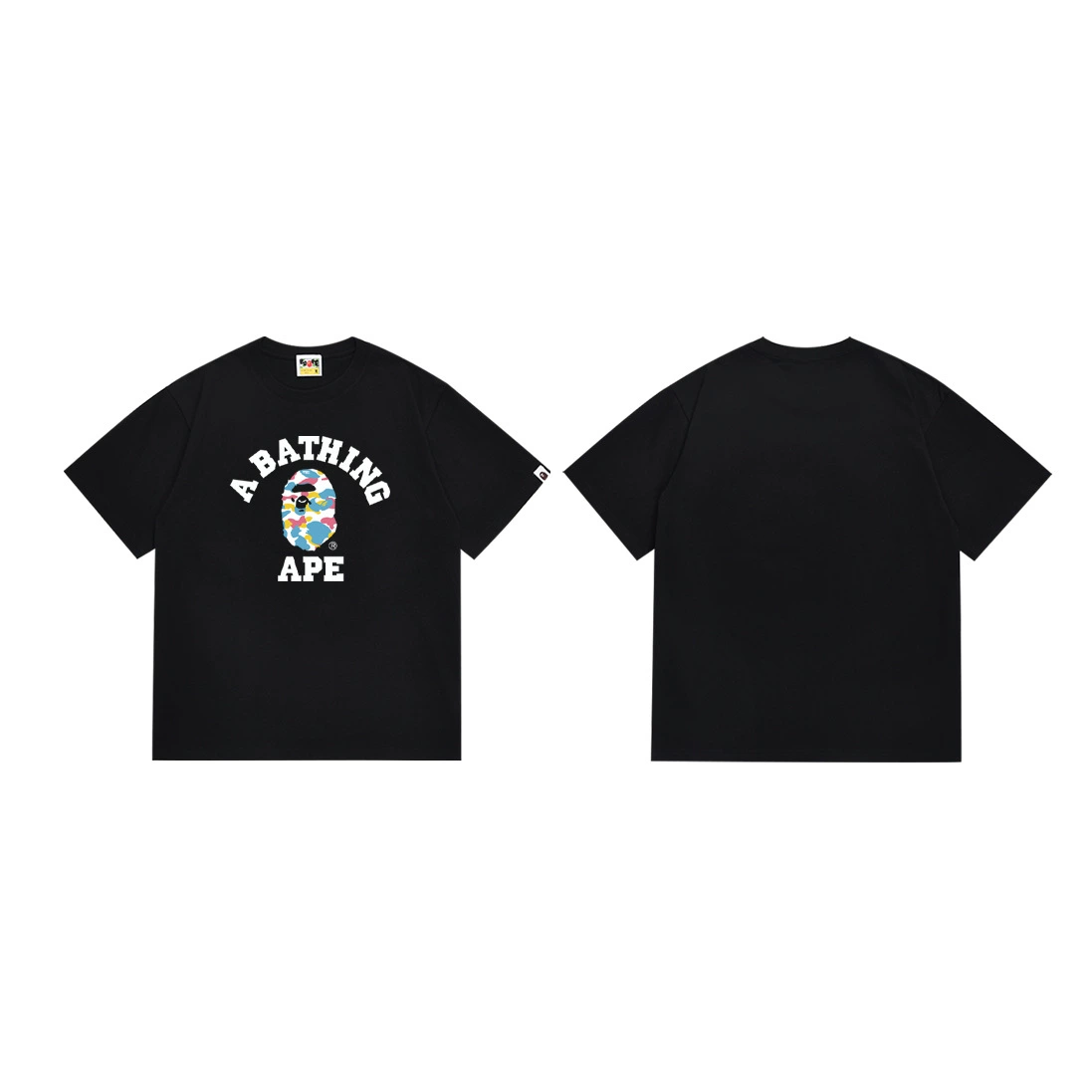Короткая футболка повседневная с коротким рукавом (BAPE) двойной пряжи унисекс, разноцветная и размеры S–XXL