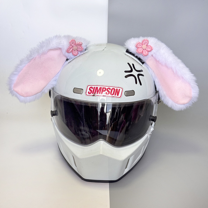 Personalized Rabbit Ear Helmet Decoration Plush Cute Rabbit Ear Earrings Sexy Motorcycle Ski Helmet Decoration Accessories