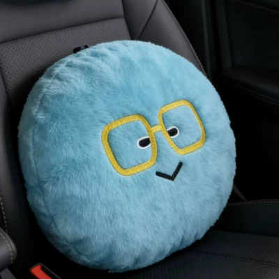 Car Headrest Neck Pillow with Headrest - a-blue-emoticon-pillow