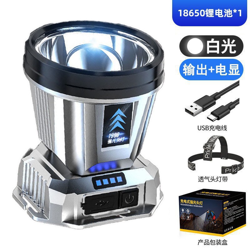 Transfronterizos explosión de sonido fuerte luz de cabeza recargable a prueba de agua super brillante cabeza de pesca nocturna lámpara de mina larga duración