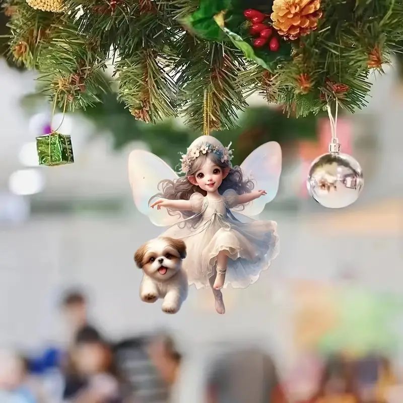 Nuevos lindos colgantes de hadas perros transfronterizos acrílicos planos con espejos retrovisores decoracionales colgantes image 3
