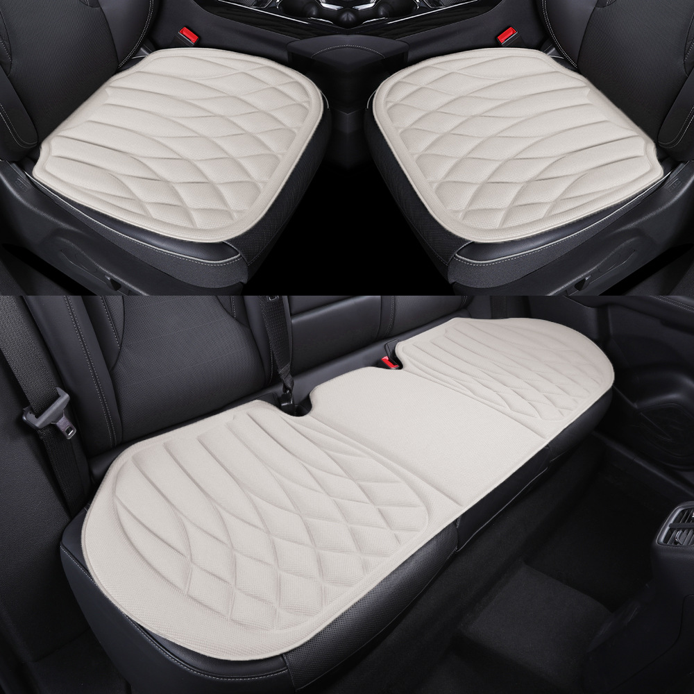 Car seat cushion made of seaweed fiber, breathable and heat-pressed for all seasons, one-piece molded latex, universal non-slip seat cushion three-piece set