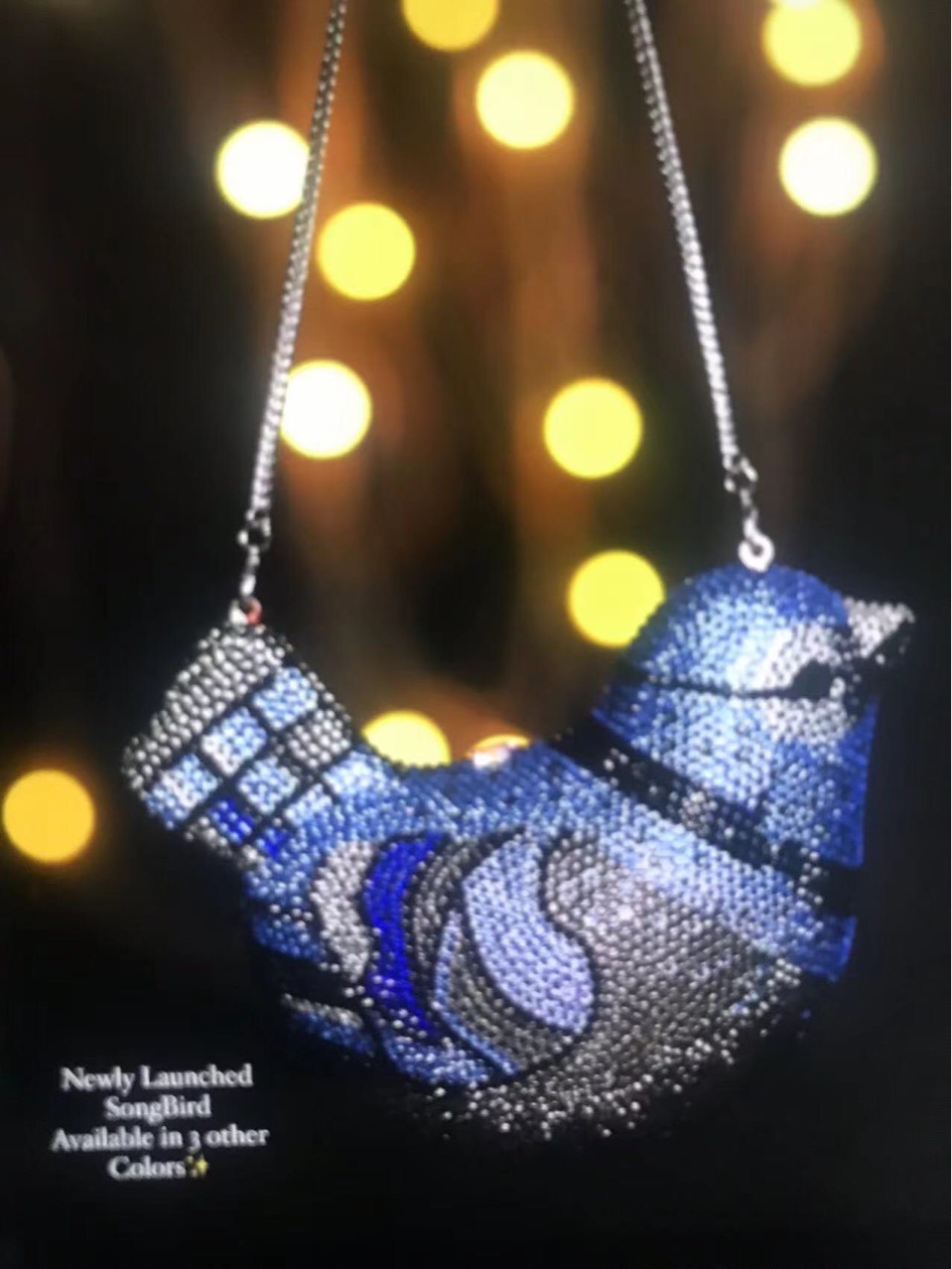 Túi clutch nữ đính đá rhinestone hình chim phong cách Âu Mỹ — Màu xanh lam chi tiết 1