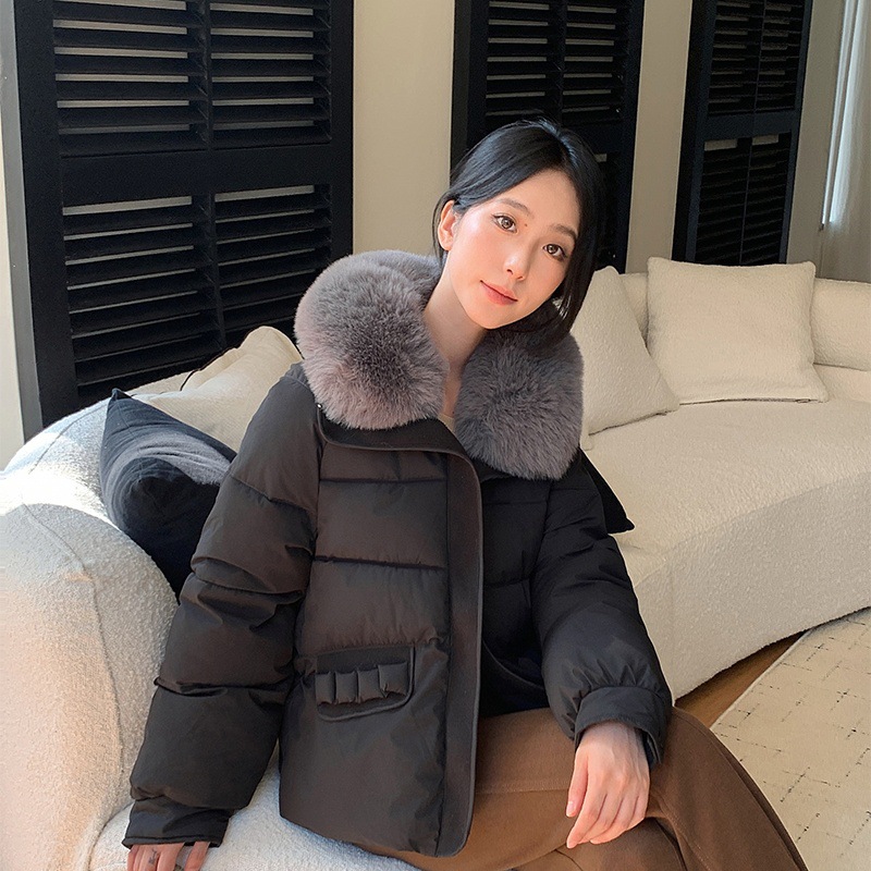 Comercio exterior 2025 ropa de algodón de mujer con solapa de gran cuello de cabello corto de invierno nuevo abrigo suelto ropa de algodón coreana image 2