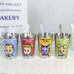かわいいカップルうがいカップシンプルなステンレス家庭用歯ブラシカップ学生旅行携帯洗浄カップ