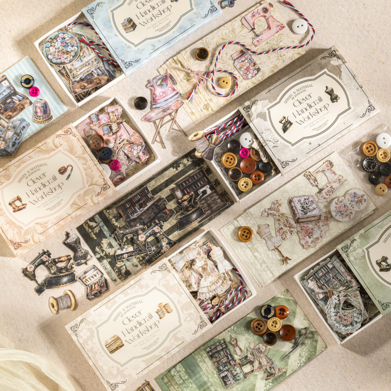 Paquete de material mixto de ketchup girl Serie ingeniosa Papel ligero de costura con tema retro ligero