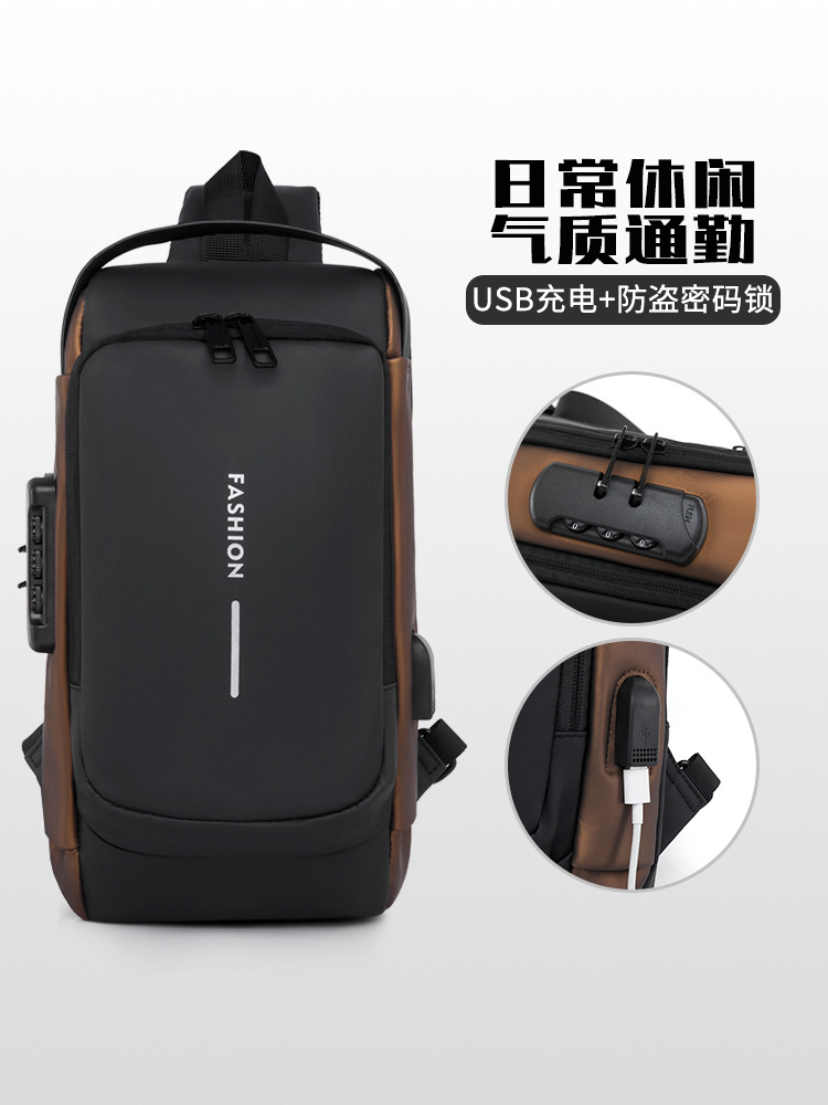 Bolso crossbody de los hombres bolso de pecho bolso de hombro bolso de la cintura de los deportes del ocio pequeña mochila multifuncional crossbody bolso de los hombres Contraseña de bloqueo
