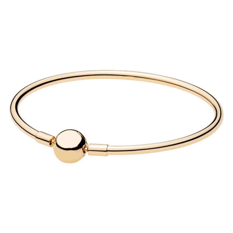 Panjiaduo cobre blanco chapado en oro hebilla redonda pulsera clásica hebilla DIY todo-Partido pulsera básica pulsera para las mujeres