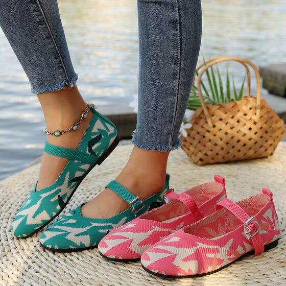 Foreign Trade plus size Flat Casual Work Shoes Women's 2024 New Flying Woven Round Toe Shallow Mouth Retro Color-matching Shoes Cross-border