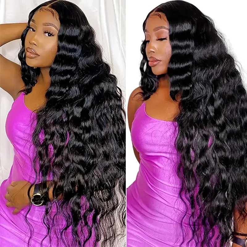 Perruque synthétique permanente à lace frontale, style européen/américain, extensions de cheveux ondulés, taille moyenne, longue, moyenne, courte, bouclée, usage quotidien_voghion.com