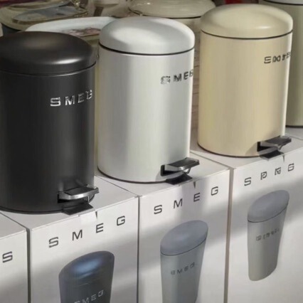 Smge Trash Can for Home Use, Large Capacity, Foot-Operated, Suitable for Kitchen, Living Room, Bedroom, Bathroom, Stainless Steel, Foot Pedal, Movable