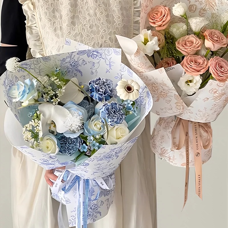 新款女神节复古繁华花卉纸木棉纸鲜花花束包花艺术纸花店用品材料