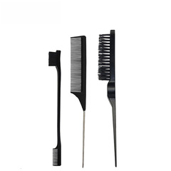 外貿熱賣美發梳刷三件套打毛梳鋼針尖尾梳雙頭眉刷化妝刷套裝廠家