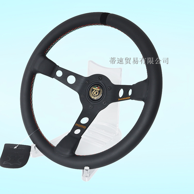 Factory Direct Sale Momo 14inch Concave 60Th Anniversary Genuine Leather Suede Racing Steering Wheel Universal