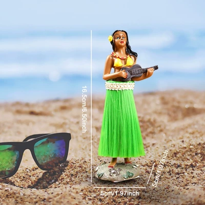 Smart African Guitas in Hand Dancing Girl Hula Girl Ornaments Crafts Car Ornaments (Car ornaments) - green-skirt