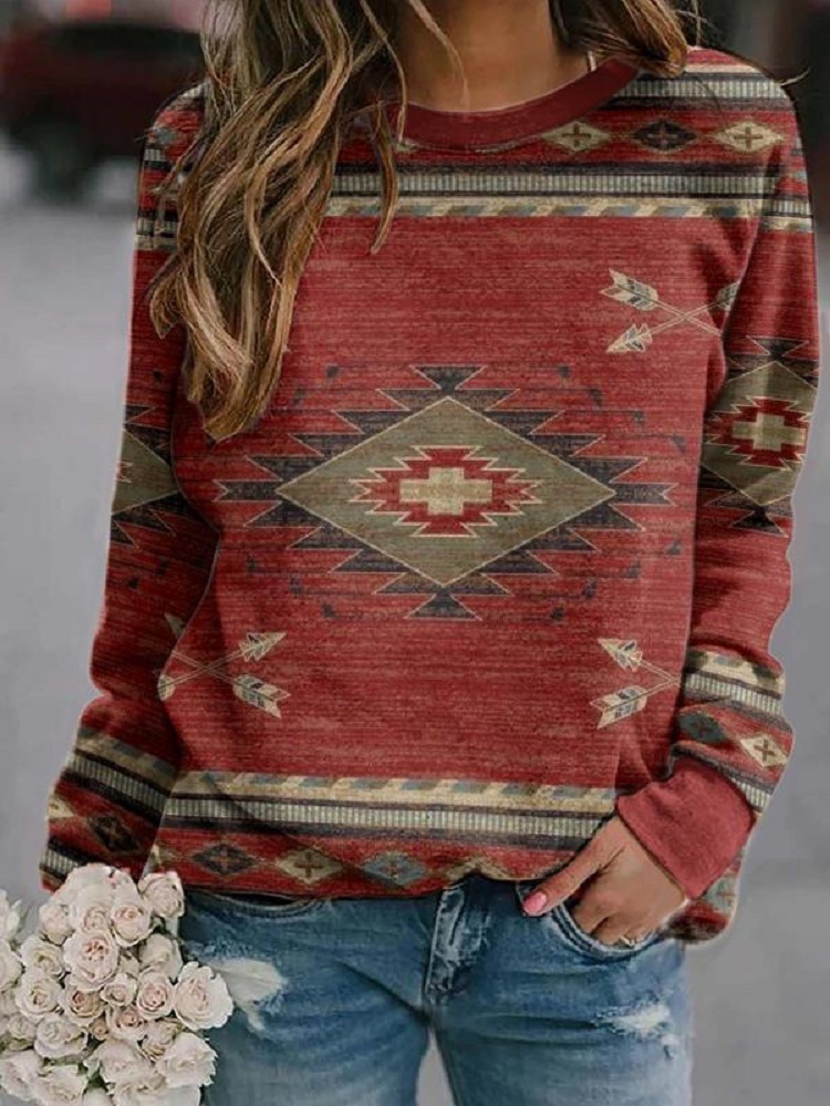 Suministro transfronterizo de otoño e invierno Nuevo Amazon deseo eBay Europa y América manga larga cuello redondo suéter superior ropa de mujer 6760