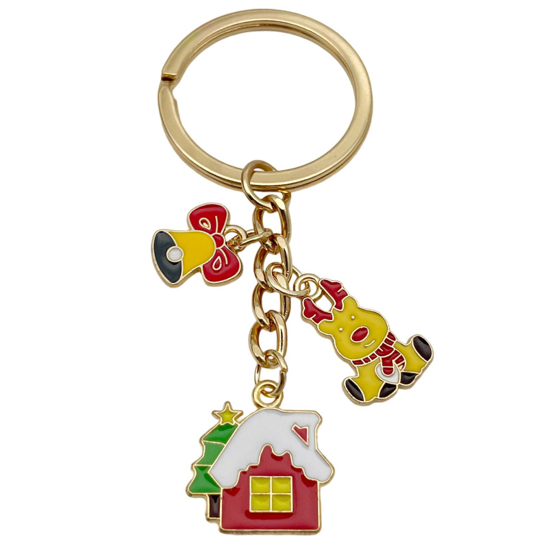クロスボーダーサンタクロースの日クリスマスツリーデーかわいいキーホルダー合金キーチェーンバッグペンダントジュエリー小さなギフト|undefined