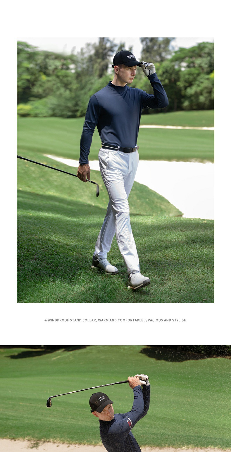 Áo mặc trong golf nam PGM cổ nhỏ giữ ấm, co giãn cao — YF730-áo màu trắng, YF730-Áo màu xanh hải quân chi tiết 11