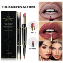 Double-sided lipstick, matte organic lip pencil, translucent shading, long-term effect