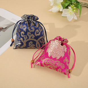 Silk Satin Drawstring Bag Supports Hot Stamping Logo Printing and Processing Drawstring Bag Jewelry Storage Bag