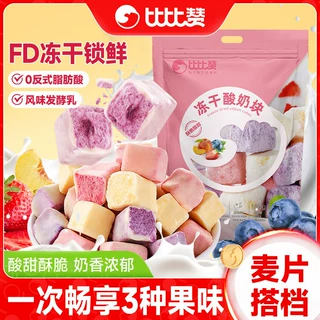 比比赞冻干酸奶块网红水果干办公室蓝莓草莓小零食小吃的休闲食品