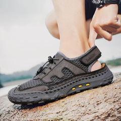 運動鞋2024夏季新款鏤空透氣網面鞋男軟底休閒包頭防滑戶外沙灘鞋