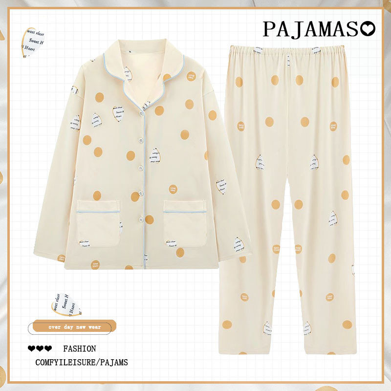 Pijamas a cuadros de algodón para mujer primavera y otoño 2025 nuevo estilo lindo traje de servicio a domicilio de manga larga de perro de pudín estilo ins