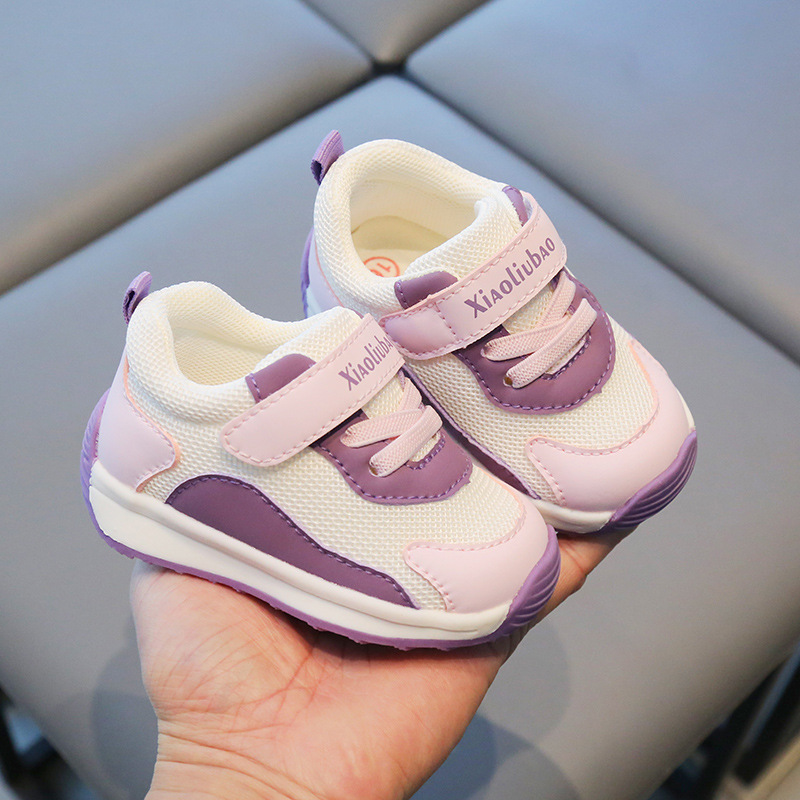 Xiaoxiao Bebé Zapatos de argán 1-3 años de edad primavera y otoño de fondo suave bebé niño niños y niñas transpirable doble malla zapatilla de deporte