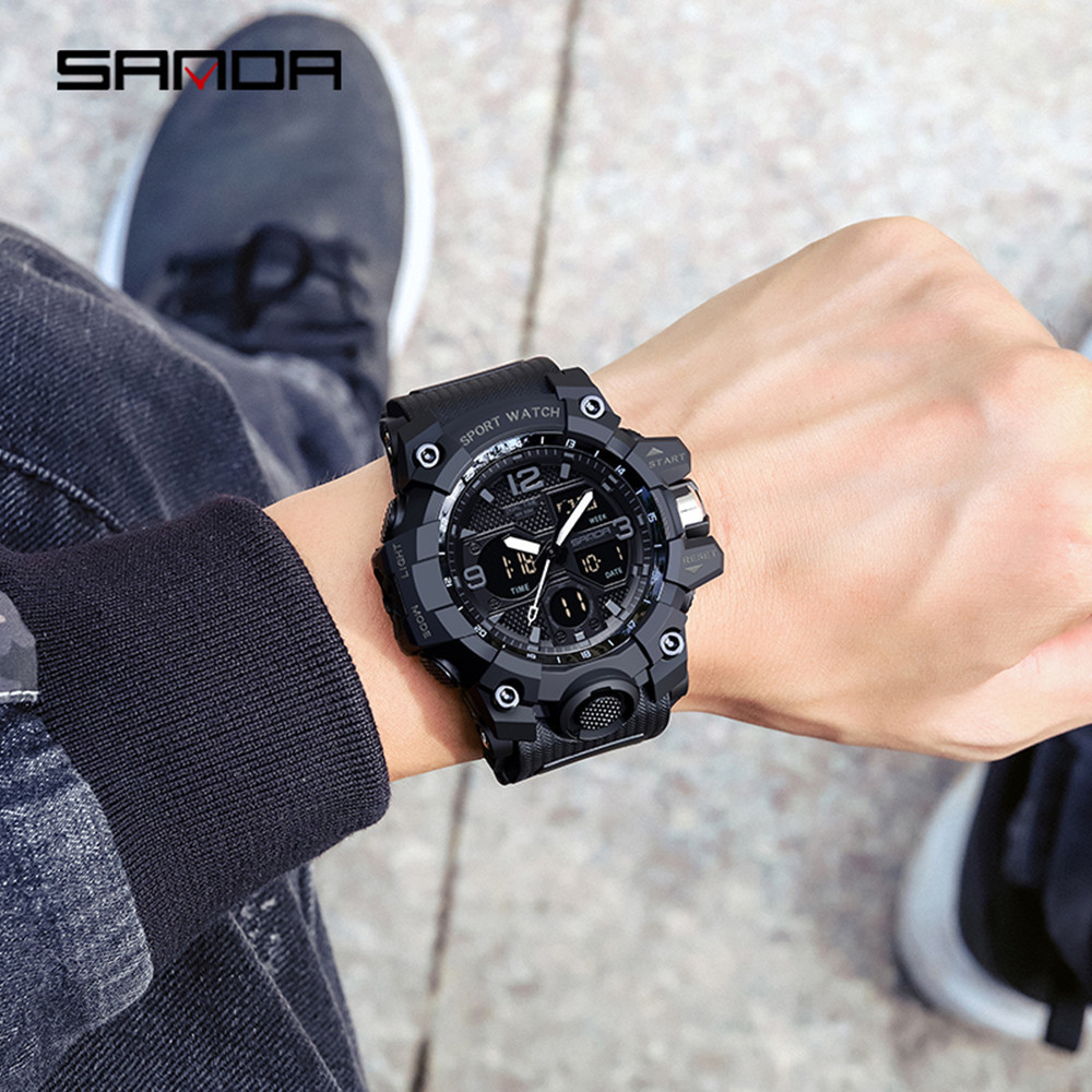 Sanda tendencia de la moda 6030 deportes al aire libre a prueba de golpes reloj niños y niñas multi-funcional impermeable luminoso reloj electrónico