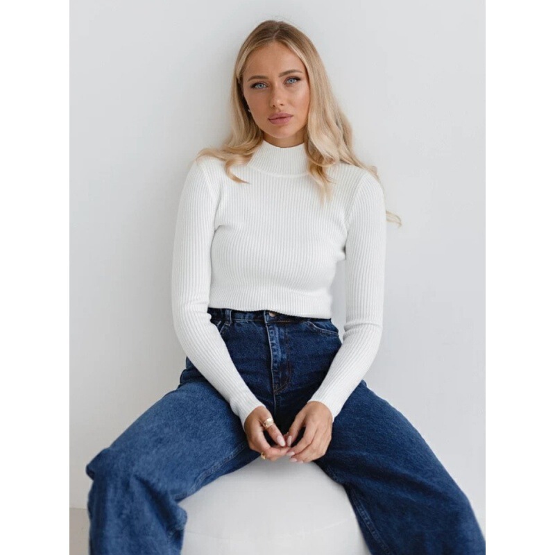 Cross-Border Pure Color Half Turtleneck Sweater European and American 2024 Autumn and Winter Women (24 Colors in Stock) Slim Knitted Bottoming Shirt