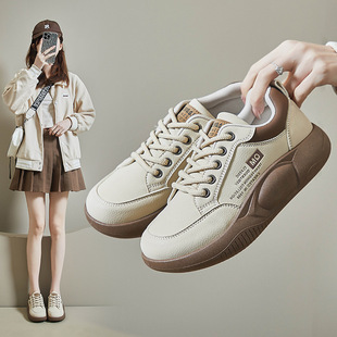2025 Spring White Shoes New K-Style Ins Sports Running Female Students Thick-Soled Heightening Casual Shoes Xq5801