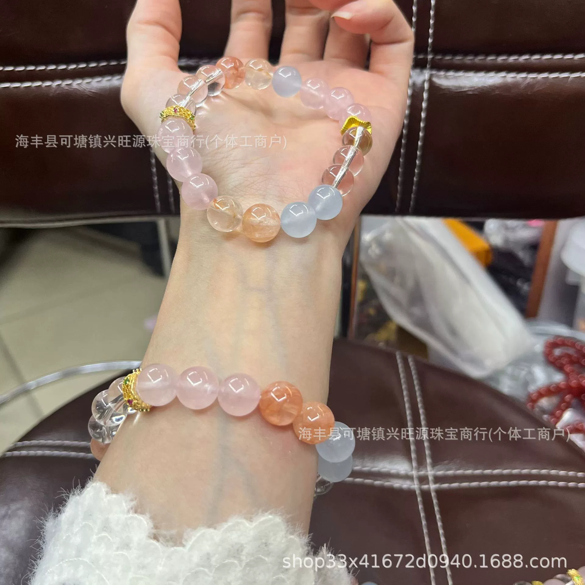 Новый стиль свежий фея ветра допамин натуральный красный клей пыльца кристалл синий халцедон шарик браслет