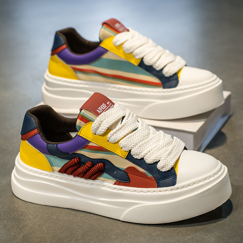 Men's Shoes Summer Breathable Versatile Casual Niche Original Design Sneakers Youth Non-Slip Sports Heightening White Shoes