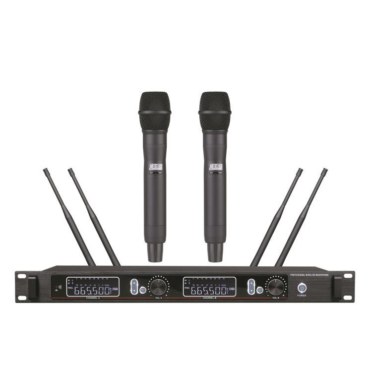 Micrófono inalámbrico de diversidad real profesional un arrastre dos collar clip micrófono canto en casa micrófono inalámbrico profesional rendimiento Conferencia