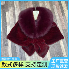 皮草披肩女秋冬狐狸毛领婚纱礼服旗袍斗篷披风加厚保暖短款外套